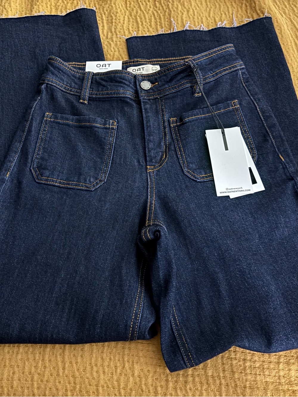 OAT New York High Rise Wide Leg Jeans - Dark Blue